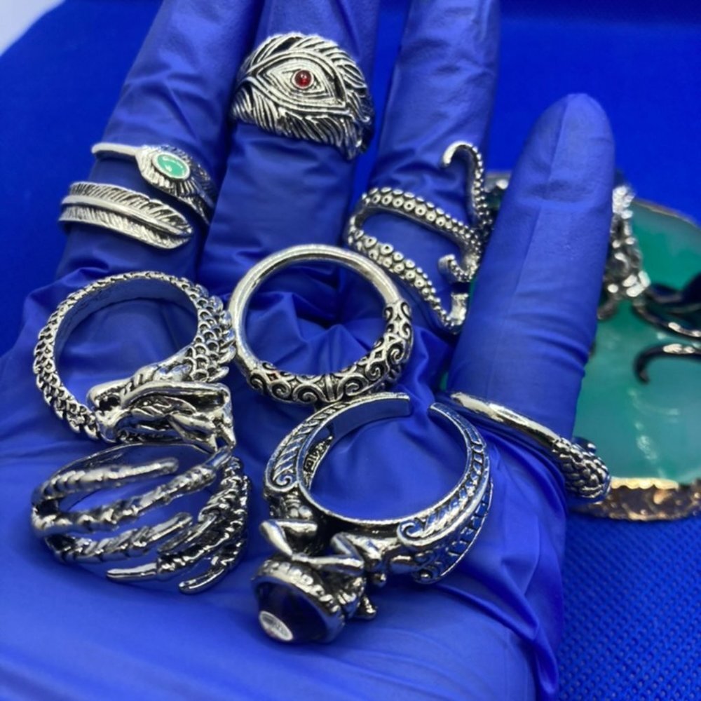 12Pcs Punk Rings for Men - Picture 5 of 10